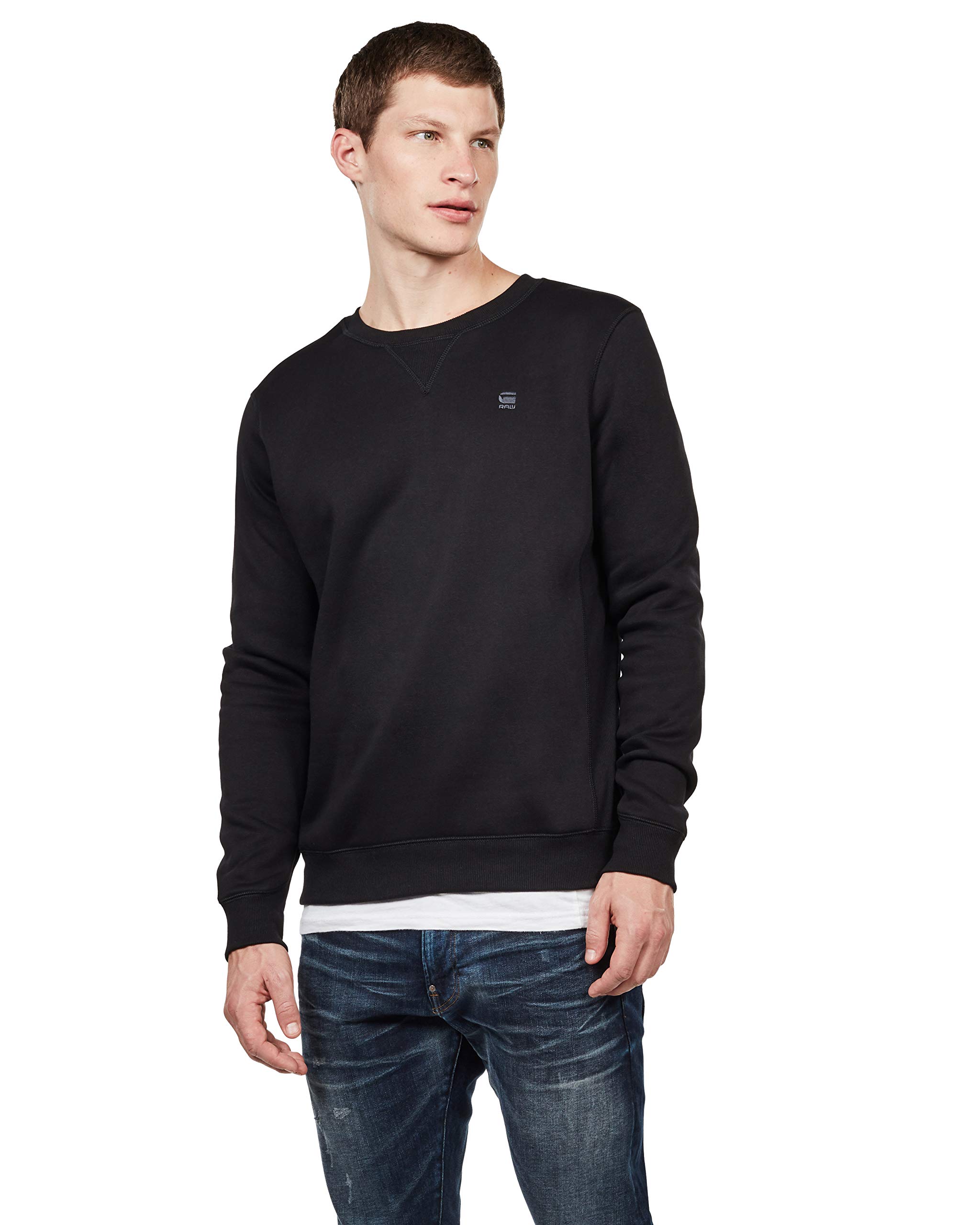 G-STAR Raw Men's Premium Core Sweater,Dark Black,Large Image