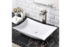 SHACO Vessel Sink 22 x 15 Inch Bathroom Sink Above Counter Rectangular Porcelain White Vessel Sink Bowl Countertop Ceramic Vanity Sink Lavatory Wash Basin