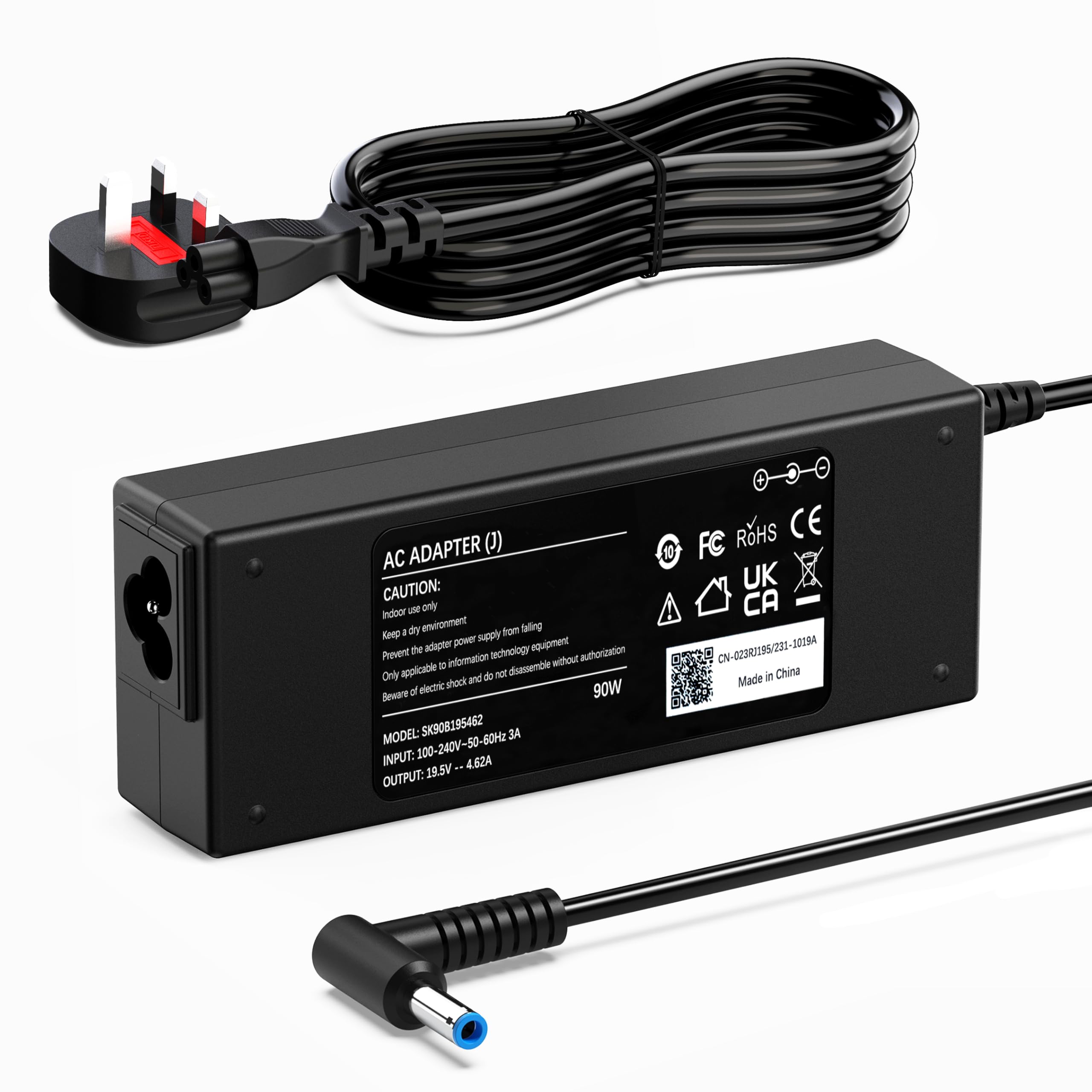 Laptop Charger Compatible with HP 250-G7 250-G6 G5 G4 350-G2 EliteBook ProBook G3 G4 G5 G6 G7 430 440 450 455 470 640 645 655 with Blue Tip 4.5mm × 3.0mm 90W/65W/45W UK Power Supply Adapter