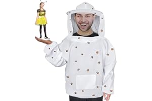 GENERIC DemoAbejas Beekeeper Set Including 1 Pcs Beekeeping Suit with Veil Hood 120 Pcs Small Wooden Bee 100 Pcs Round Double Sided Tape for Bee Keeper Catcher Halloween Costume Cosplay