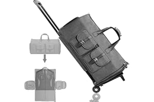 LEMOHOME Rolling Garment Bags for Travel,Convertible Duffle Garment Bag with Wheels,Roller Carry on Luggage Bag with Removable Garment Bag,Weekender Bags with Shoe Compartment for Men and Women (Grey1)