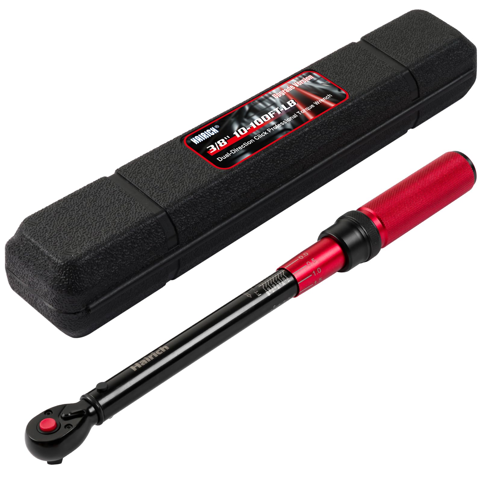 Photo 1 of Hairich 3/8-Inch Torque Wrench, Dual-direction Torque Wrenches 10-100ft.lb/13.6-135.6Nm, 72-Tooth Dual Range Scales Torque Wrench with Quick Release Reversible Head