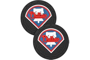 DR.LEXMOSS Car Cup Holder Coasters for Philadelphia Phillies Baseball Fans, Silicone Non-Slip Car Coasters for Car Cup Holder,Car Interior Accessories, Phillies