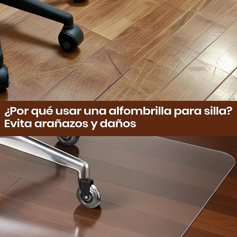 Protetor de chão para cadeira de rodas com rodas, tapete transparente de alta clareza 100 x 120 cm - 01, tapete de PVC liso para escritório, parquet, secretária ou jogos, anti-riscos e durável