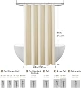 Shower Curtain Linen Look 152x214cm Beige with Metal Hooks view 6