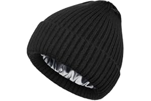 VIDSEL Satin Lined Wool Beanie Hat for Women Men Winter Cold, Warm Knit Fashion Cuffed Beanie Skull Cap Watch Cap