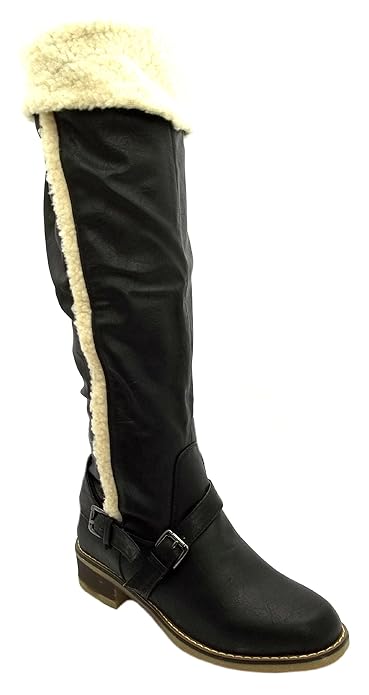 black knee high boots with fur trim