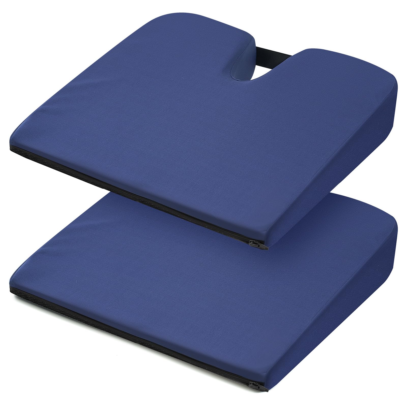 Photo 1 of 2 Pcs Gradual Slope Seat Cushion for Coccyx 15" Wedge Sciatica Tailbone Cushion with Washable Cover Soft Foam Seat Pad for Pain Relief Office Chairs Recliner Wheelchair, Blue