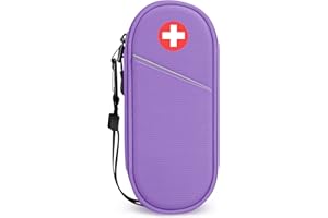 SITHON EpiPen Medical Carrying Case Insulated, Travel Medication Organizer Bag Emergency Medical Pouch Holds 2 EpiPens, Asthma Inhaler, Anti-Histamine, Auvi-Q, Allergy Medicine Essentials, Violet