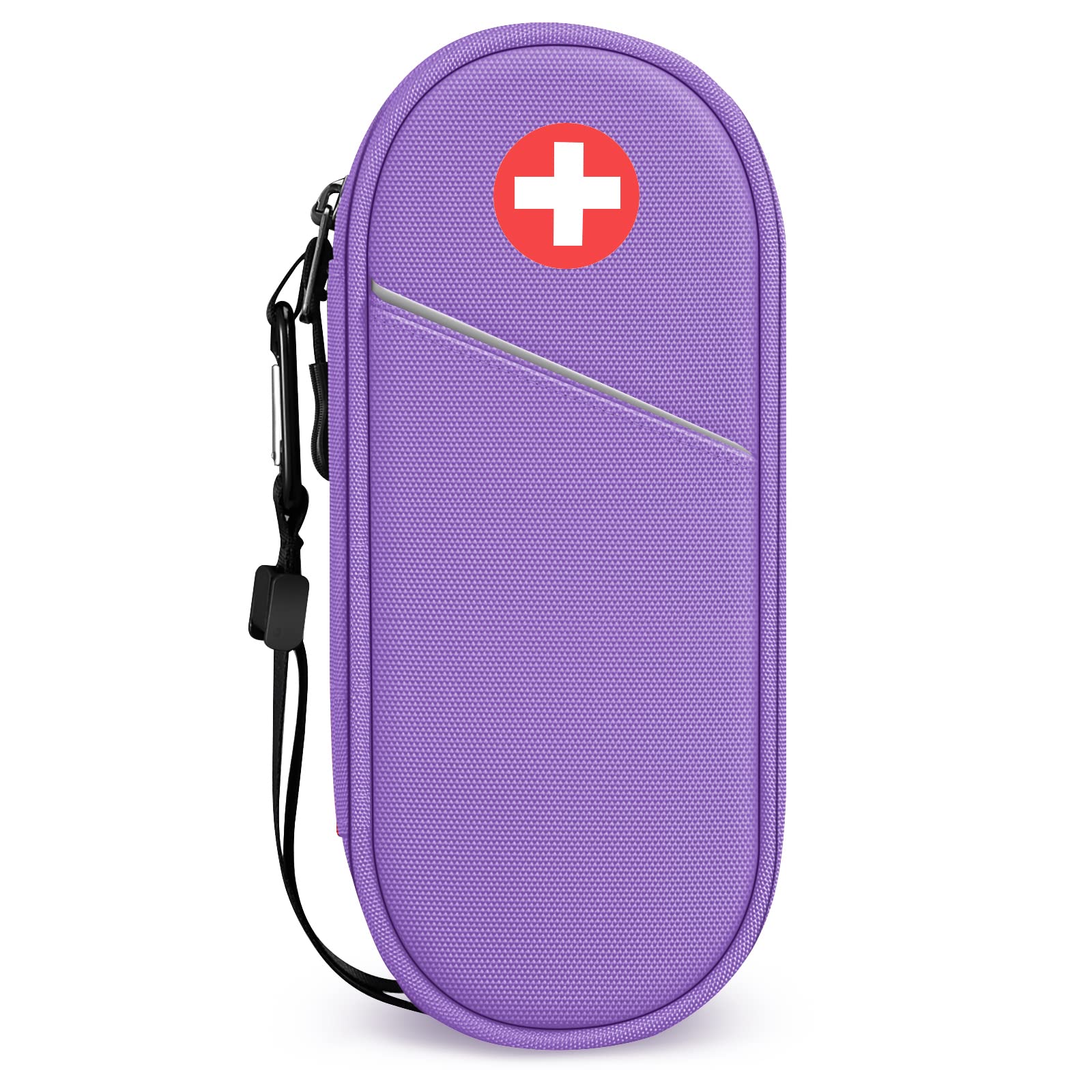 SITHON EpiPen Medical Carrying Case Insulated, Travel Medication Organizer Bag Emergency Medical Pouch Holds 2 EpiPens, Asthma Inhaler, Anti-Histamine, Auvi-Q, Allergy Medicine Essentials, (Violet)