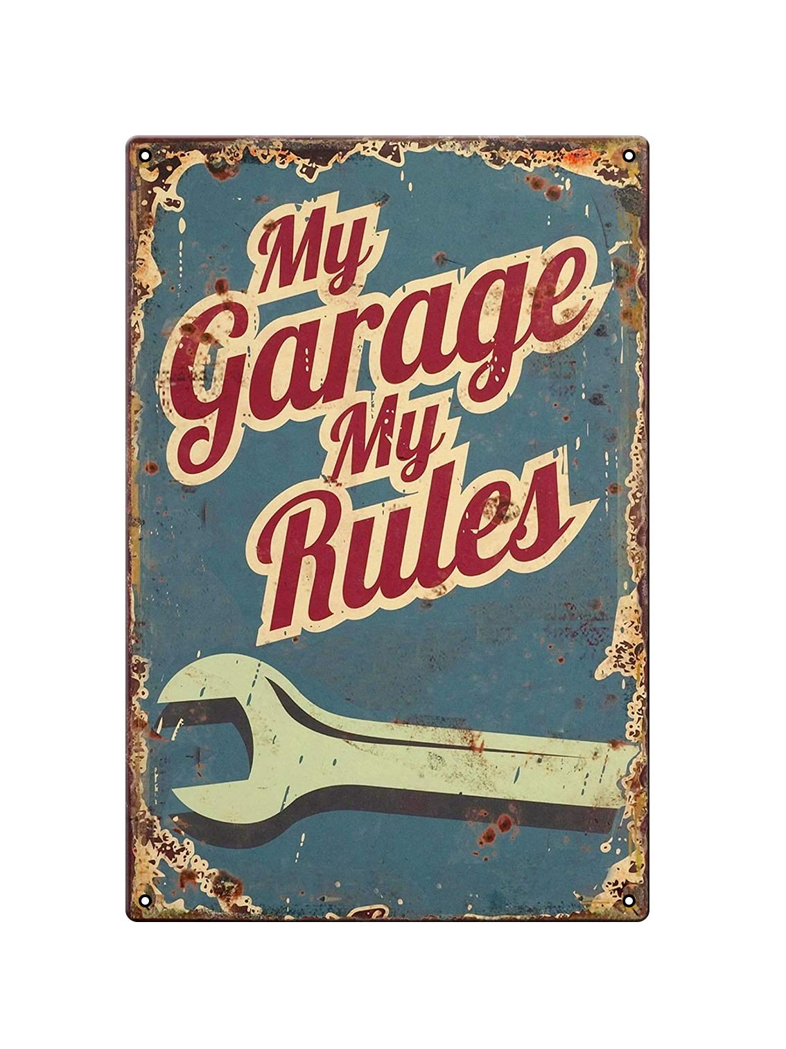 Novelty Vintage Ideal for Pub shed Bar Office Man Cave Home Bedroom Dining Room Kitchen Gift - My Garage My Rules Quote Tools Workshop - Tin signs Metal Poster Gift 200mm x 300mm -TPH0024