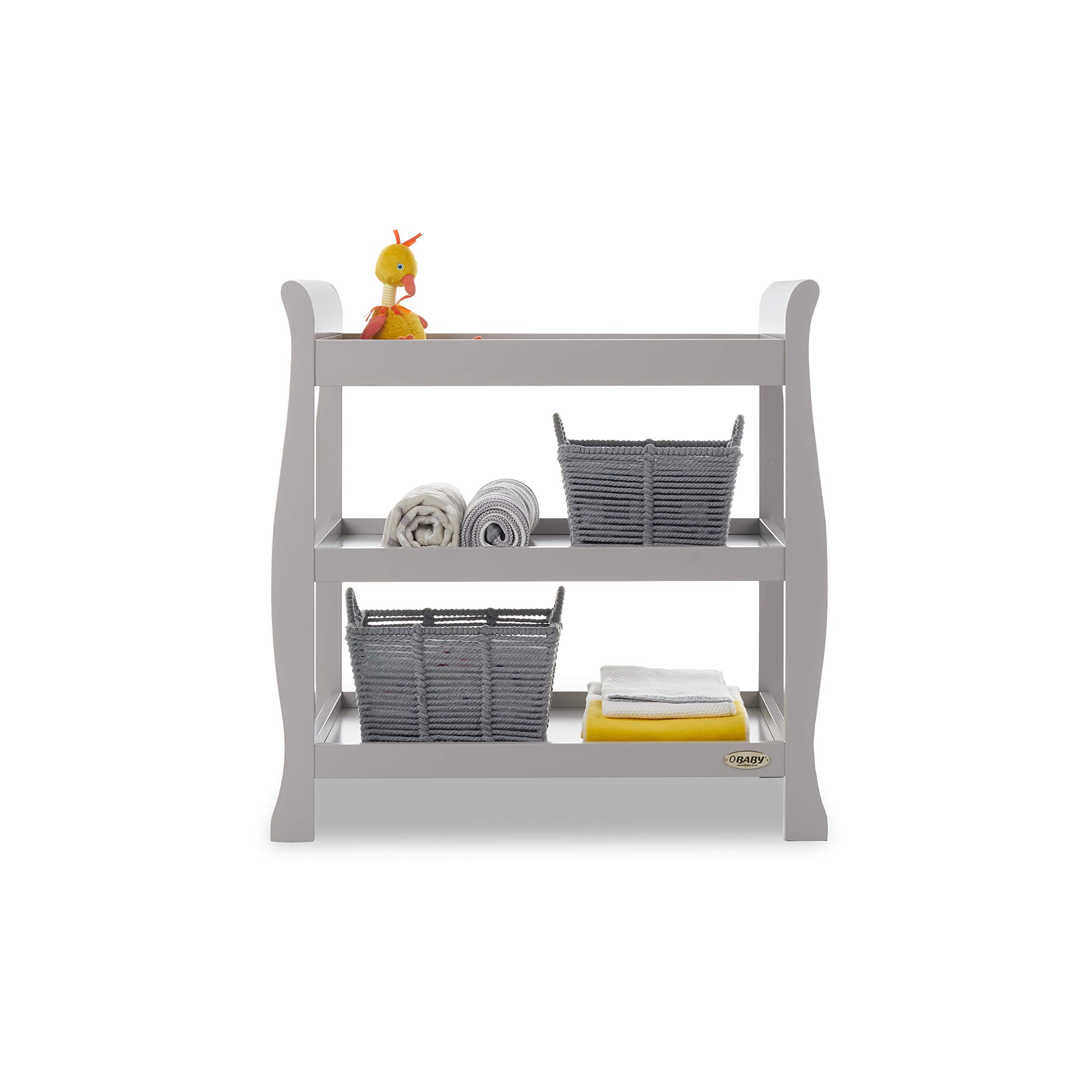 Obaby Stamford Open Changing Unit – Warm Grey – Nursery Storage & Baby Changing Station