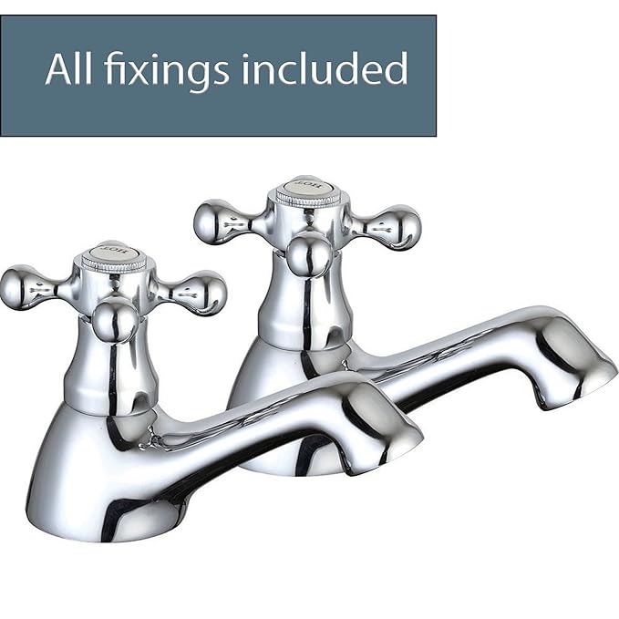 Pair of Modern Cross Top Bathroom Sink Basin Taps Amazon.co.uk DIY