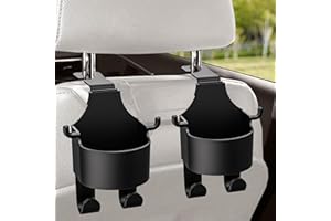 ACETEND 2 Pack Portable Seat Cup Holder with Hooks,Multi-Functional Hook for Car Seat Back,Seat Cup Cup Holder,2 in 1 Car Hoo