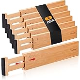 Fabsome Drawer Divider 6 Pack, Bamboo Dresser Organizers for Clothes Socks Underwear Baby Clothing, Wooden Separators for Nur