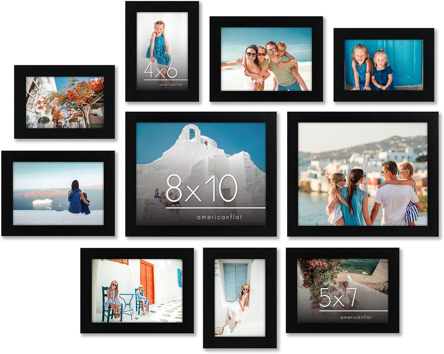 Photo Albums, Frames & Accessories - Americanflat 10 Pack Black Picture Frames Collage Wall Decor - Gallery Wall Frame Set with Two 8x10, Four 5x7, and Four 4x6 Frames, Shatter Resistant Glass, Hanging Hardware, and Easel Included