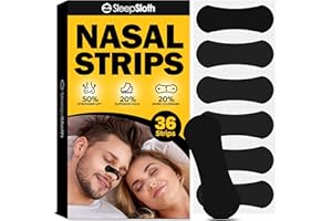 SleepSloth Nasal Strips for Snoring (36 Strips), Nasal Strips for Breathing, Nasal Strips for Sensitive Skin, Congestion Relief Caused by Colds & Allergies, Universal Fit, Extra Strength, Black