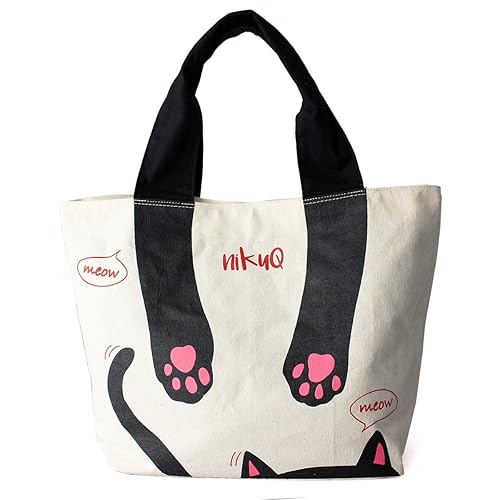 Amazon トートバッグ レディース ねこの肉球 キャンバス地 B4サイズ