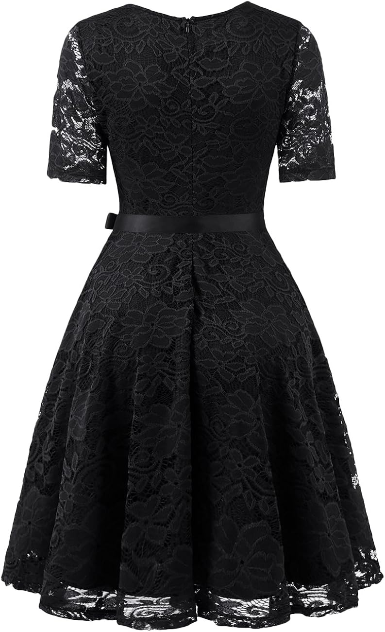 lace dress black short