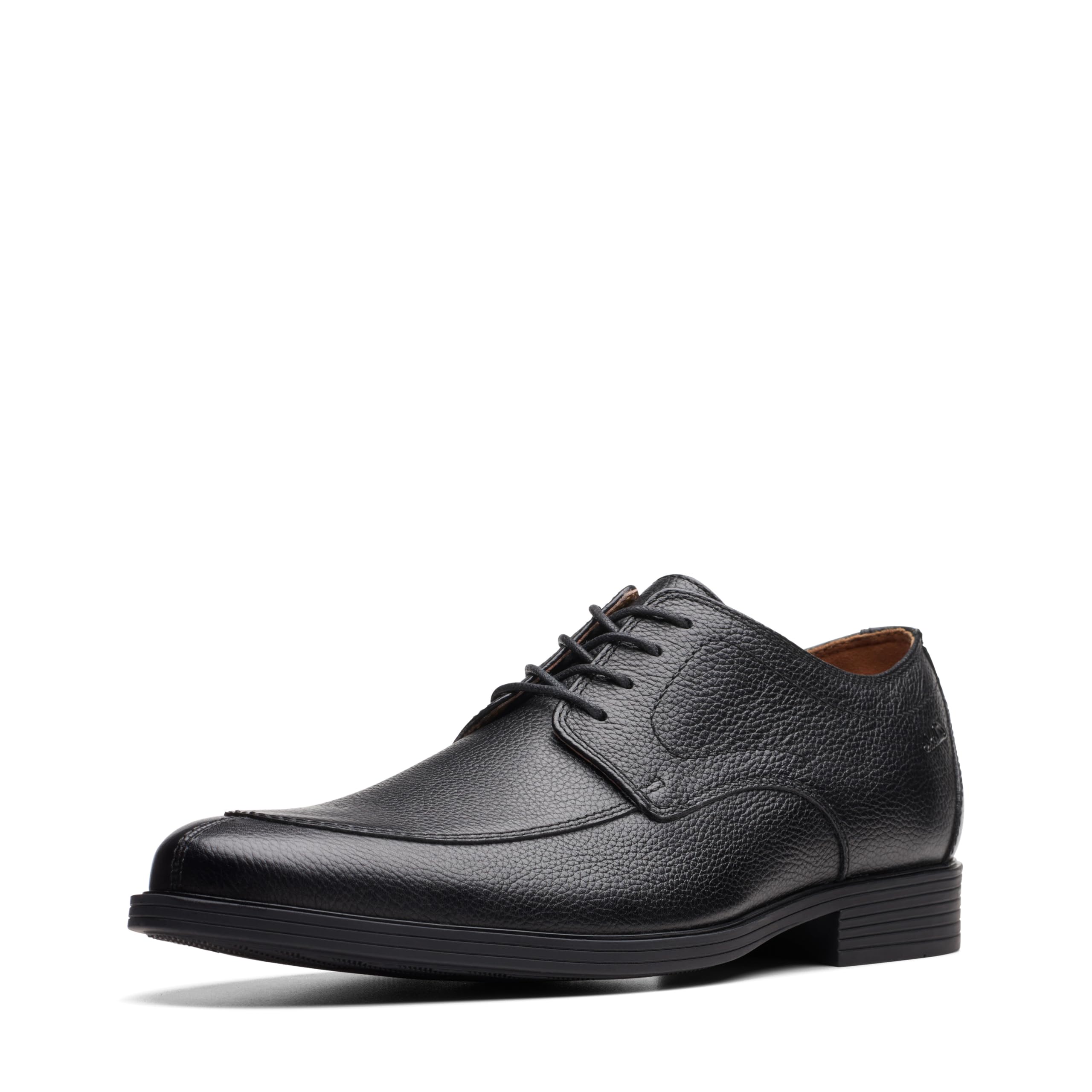 Clarks Collection Men’s Whiddon Apron Oxford, Black Tumbled Leather, 7.5 Wide US
