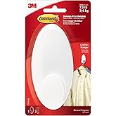 Command Clothes Hanger, Holds up to 7.5 lb, Sized for 3 Plastic Hangers or 7 Metal Hangers, 1 Wall Hooks and 2 Strips, Extra 