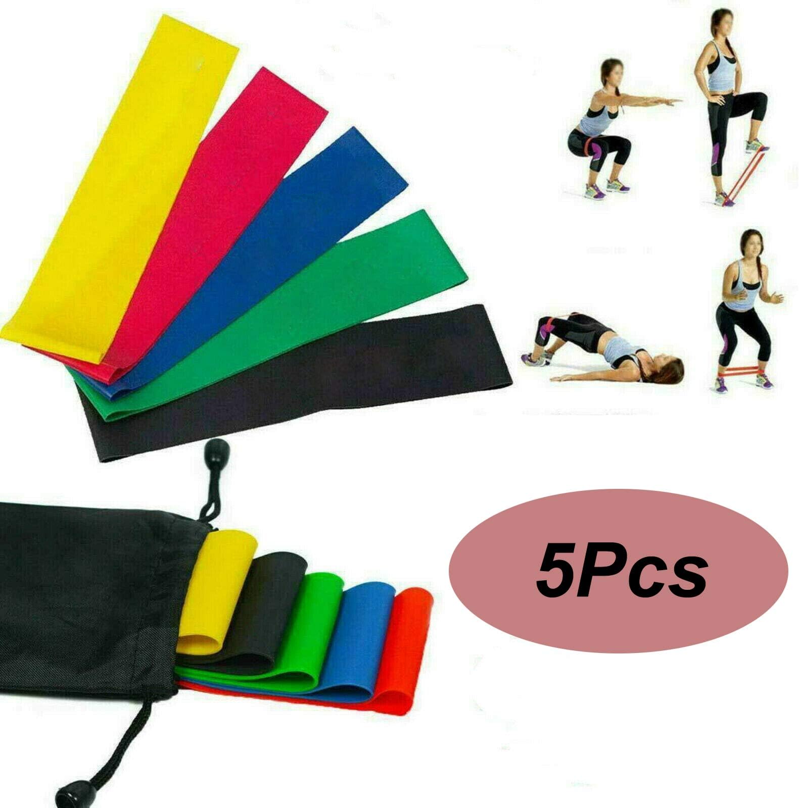 5PCS Resistance Loop Exercise Bands,Gliders Exercise Discs Core Sliders,Max Strength Resistance Loop Bands Booty Exercise Sports Home Fitness
