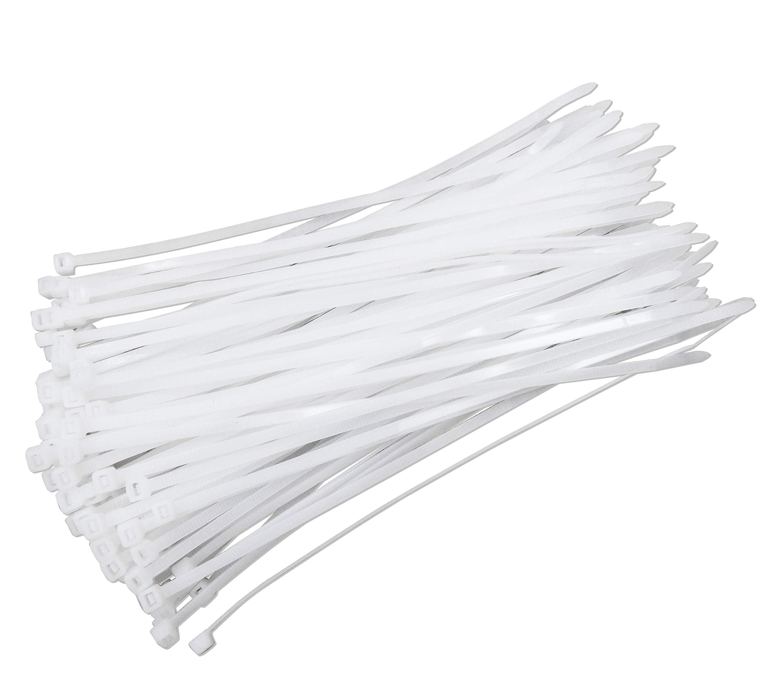 KGS Cable Ties | Nylon Self Locking Plastic Zip Tie Wraps | 100 Pieces per Pack | 250mm x 4.6mm (10 Inch) | White