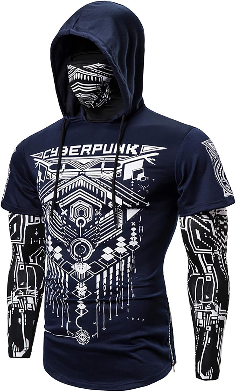 men abstract geo print hooded sweatshirt