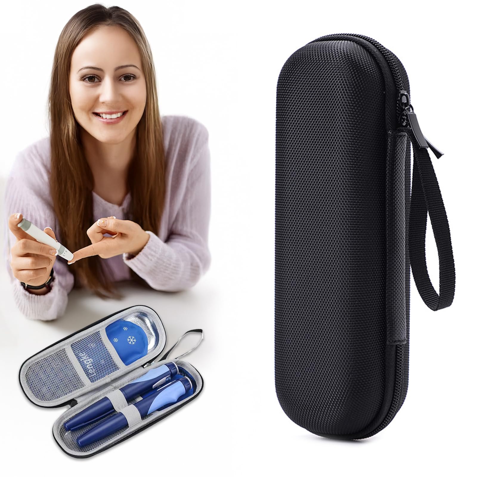 Insulin Pen Case - Portable Diabetes Bag for Insulin Pen Needles, Small Travel Medicine Bag, Diabetic Insulin Pen Case, Compact Medicine Bag for Travel and Daily Use (No Ice Packs Included)