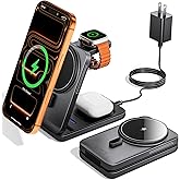 KPON Foldable 3in1 Charging Station for Magsafe, Travel Phone and Watch Charger for Apple, Wireless Charging Dock for Multiple Devices iPhone 17 16 15 14 13 12 Series/Apple Watch/Airpods