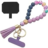 Nalefow Phone Lanyard Silicone Beaded Phone Wrist Strap Cute Elastic Cell Phone Wristlet Chain Bracelet with 2 Tether Tab