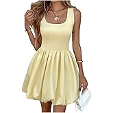 SOLY HUX Women's Bubble Dress Scoop Neck Sleeveless A Line Summer Short Dresses