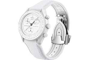 REBANDACE Strap for Omega x Swatch MoonSwatch Watch 20mm,Folding Buckle Band Compatible Omega X Swatch Moonswatch Speedmaster,Curved No Gap Replacement Strap fo Swatch Omega Men Women