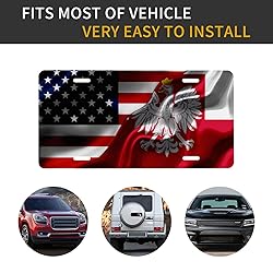 American Flag and Poland Poles Flag License Plates