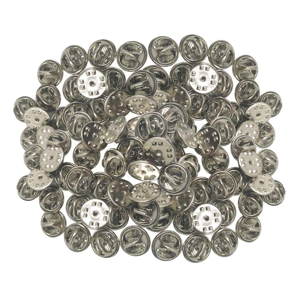 Pin Locks,50 Pieces Metal Locking Pin Keepers Backs Replacement Pin Backs Clasp for Badges Insignia Name Tags Display Books Lanyards Bags Vests Hats(Silver)