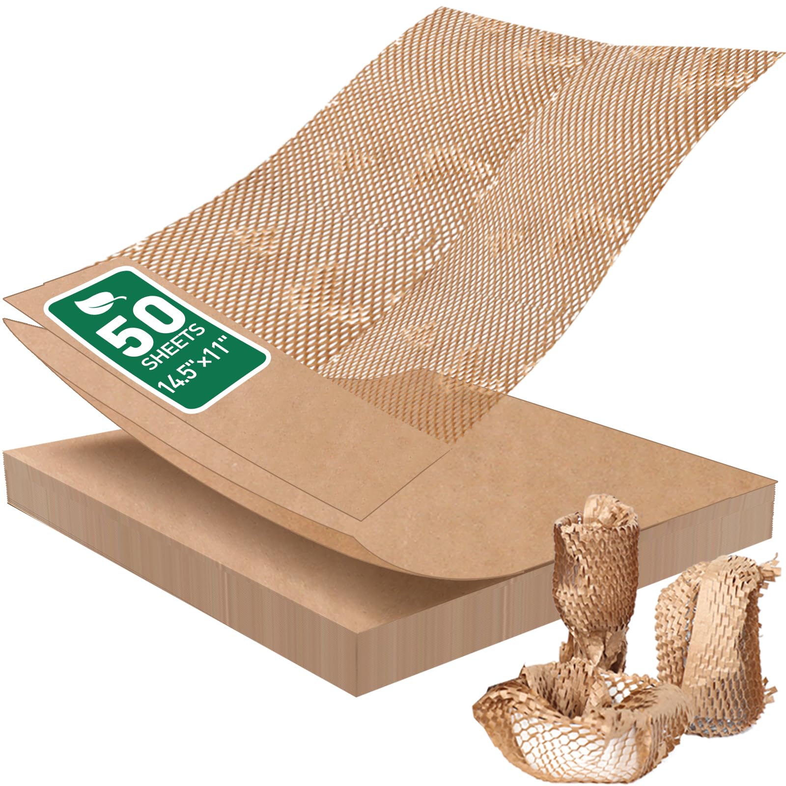 Photo 1 of MAXECHO 50 Sheets Honeycomb Packing Paper Expanded Size 12" × 16" Unexpanded Size 14.5" × 11" Bubble Cushioning Wrap for Moving Shipping Products Gifts Wrapping Essentials Packaging Materials Supplies