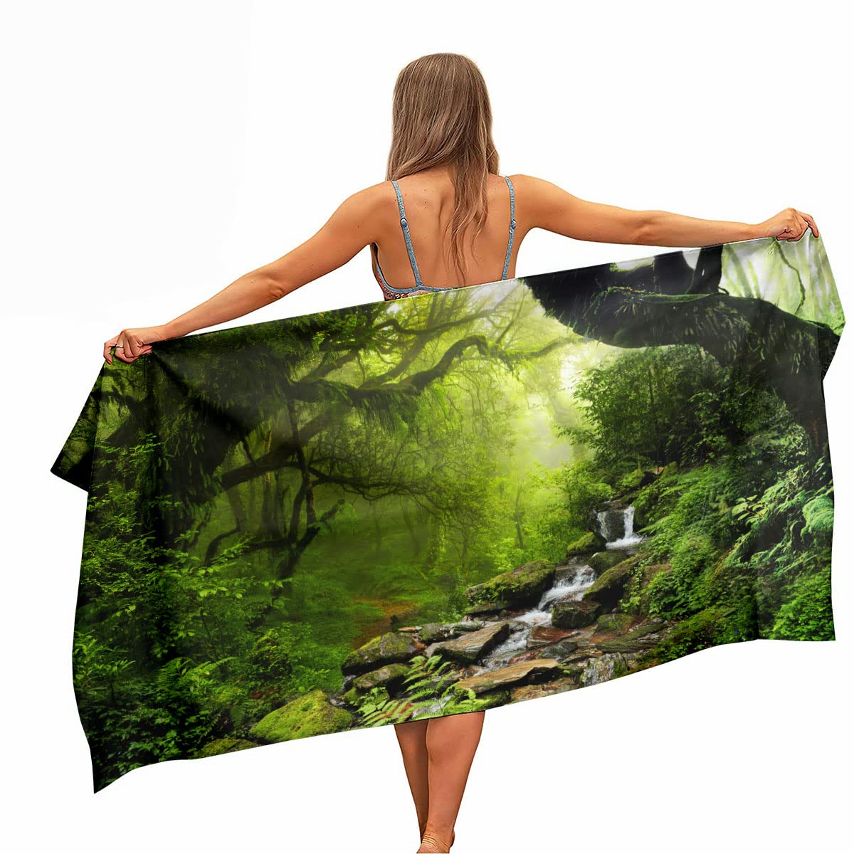Ulticool Microfibre Towel 160 x 80 cm - Rainforest Natural Waterfall - Lightweight Travel Towel Quick Drying Bath Towel Beach Towel Sauna Towel Microfibre Microfibre - for Travel Fitness Sports Beach