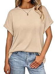 AUTOMET Womens Summer Tops Oversized Short Sleeve