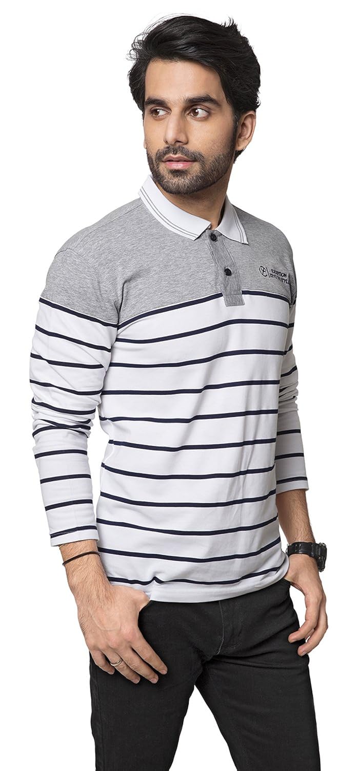 zeyo men's cotton striped t-shirt