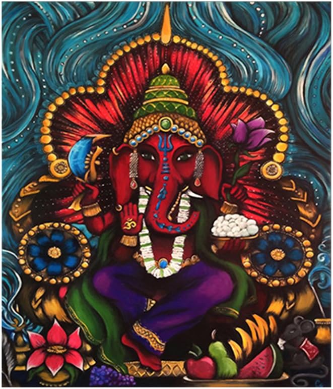 little finger Holy Indian Elephant Deity Ganesha Wall Painting Picture Frameless Art Decor
