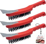TDBS Wire Brush Set 29cm with Metal Scraper Pack of 3 view 1