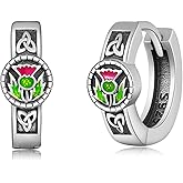 Scottish Thistle Earrings Sterling Silver Thistle Small Hoop Earrings Scottish Jewelry Gifts for Women Men