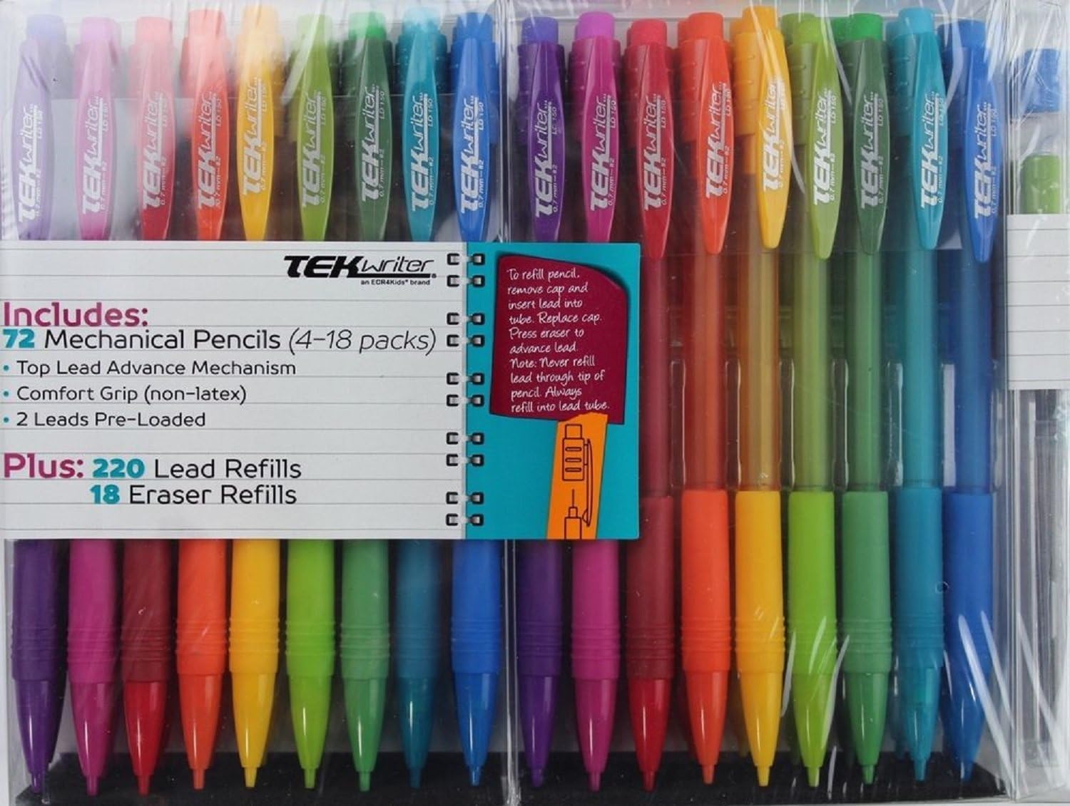 TEK Writer 72 Mechanical Pencils Plus 220 Lead and 18
