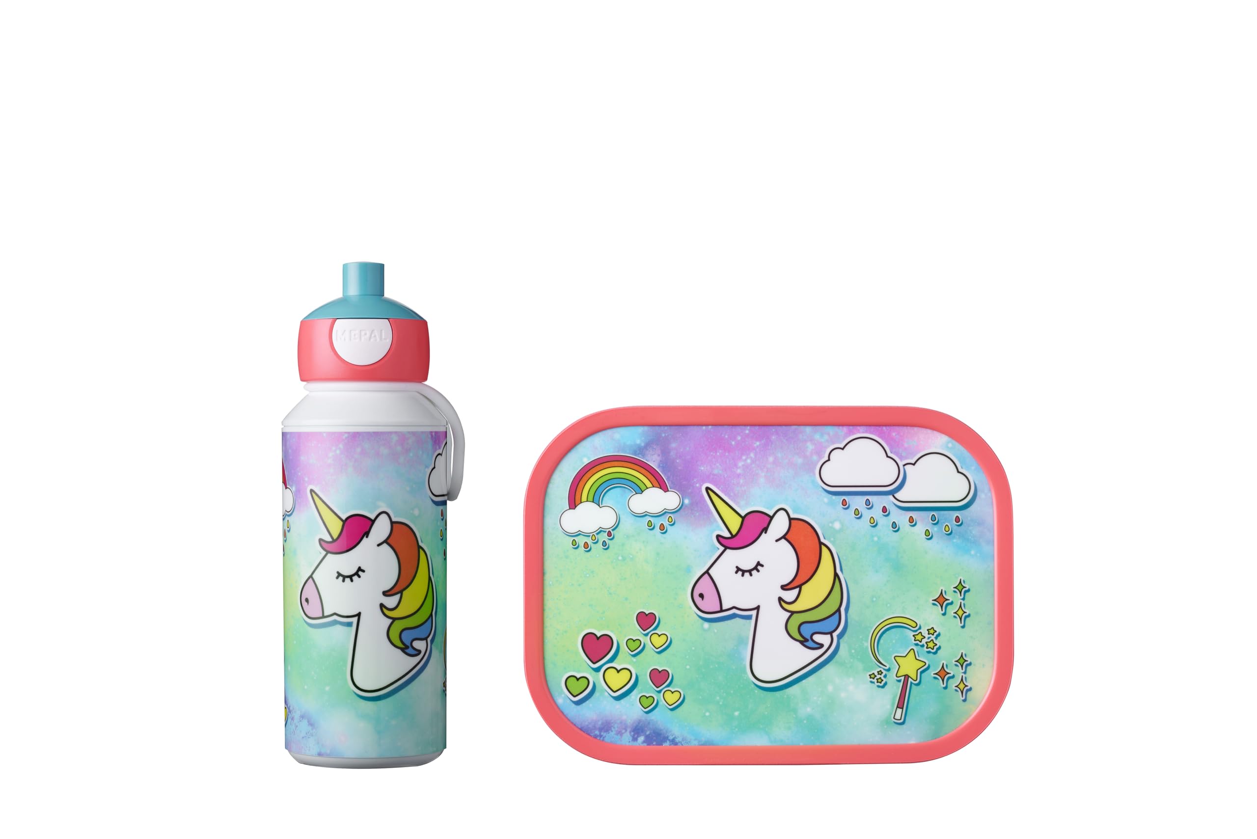Mepal - Lunch Set Campus - Lunch Set for Children with Pop-up Drink Bottle & Lunch Box - for School or On The Go - BPA-Free - 400 ml + 750 ml - Unicorn โ image 1