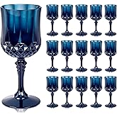 Ciaell 24PCS Blue Plastic Wine Glasses - 7 Oz Plastic Goblets for Party - Blue Vintage Drinking Glasses - Disposable Water Goblets Set for Wedding, Bar, Wine, Beer, Juice, Cocktail