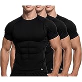MagnaMan Men's Compression Shirts 3 - Pack: Moisture - Wicking Athletic Baselayer Tops