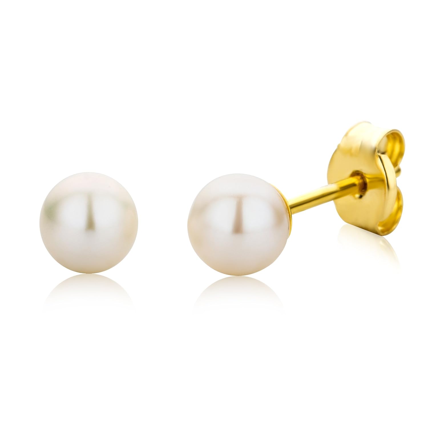 Miore Pendientes de oro amarillo de quilates con perla con cierre de