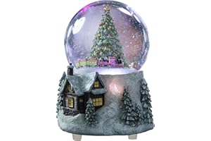 Juniland Automatic Revolving Train Snow Globe with Color Changing Light Effect - 4 Inches Plays O Christmas Tree and Train MG-7282
