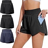 BALENNZ Women's Athletic Workout Shorts with Zipper Pockets Activewear Elastic Waist Gym Running Shorts