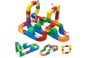 Cooldele 3D Infinity Track Electric Train Set for Kids, 81 Pcs Building Toy Train Track Gravity-Defying 3D Embedded Layouts &